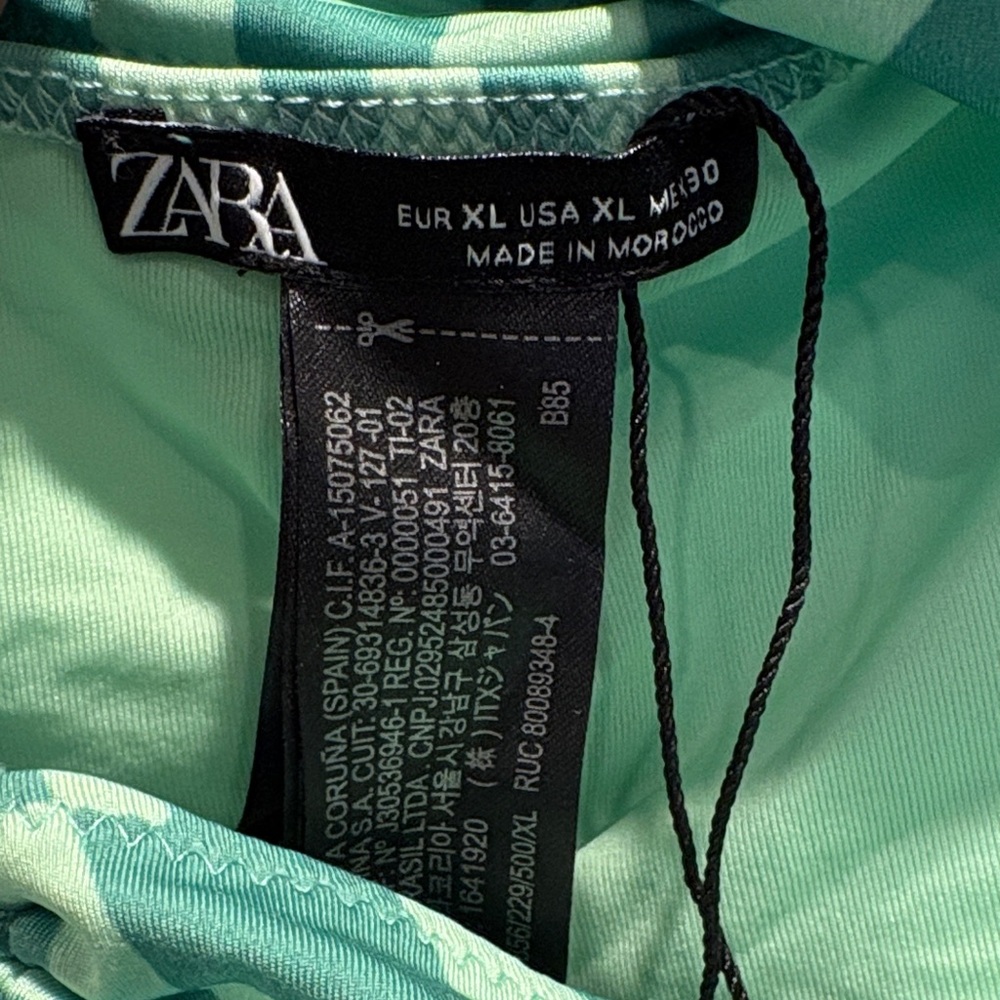 Zara Green Checkered One Piece Swimsuit - Picture 3 of 4